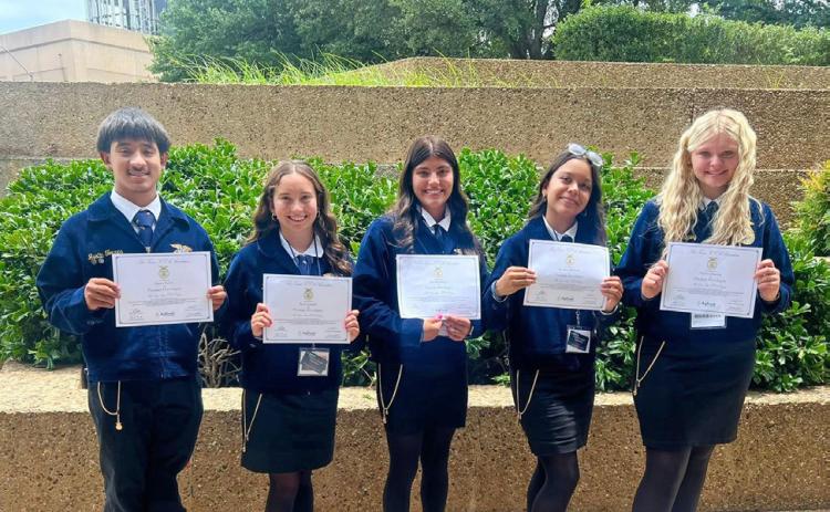 Earning their Lone Star Degree diplomas at the 97th Texas FFA Convention last week were Justin Torres, Katie Landin, Alli Hernandez, Brittany Machado and Payten Shuping. READ MORE, PAGE 4