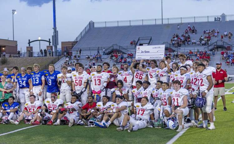 from Floyd County were selected to participate in the 2025 ASCO AllStar Classic football game. Masen Rehkopf from Lockney High School, and Tyrean Henderson and Sergio Valadez from Floydada High School, participated in the game held on Saturday, May 31, 2025, at Lowrey Field in Lubbock. The game was a fundraiser for athletes who have suffered permanent injuries while playing football. The Red team won the game with a final score of 42-21. | CERVANTES PHOTOGRAPHY