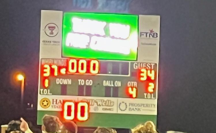 OVERTIME WIN In a dramatic close to Friday night’s game, the Whirlwinds emerged victorious over Sundown. || FCISD PHOTO