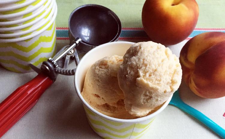 JUST PEACHY Crank up this non-dairy mixture, which packs just as much peachy punch as your original ice cream recipe. | ANGELINA LaRUE PHOTO