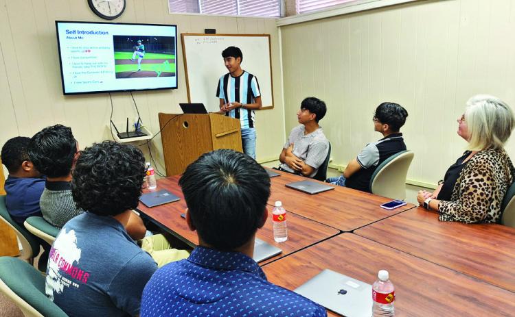 COUNTY HELPS CITY Floydada Development Center intern Donovan Rocha discussed his FCISD Pathways in Technology (P-Tech) experience with the Floydada Economic Development Corporation this week. | COURTESY PHOTO