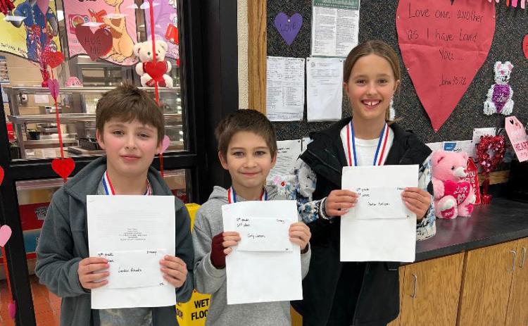 FIFTH GRADE ESSAYWINNERS From left, Landon Rawls, 3rd place; Cody Larson, 2nd place; Parker Kellison, 1st place. | COURTESY PHOTO