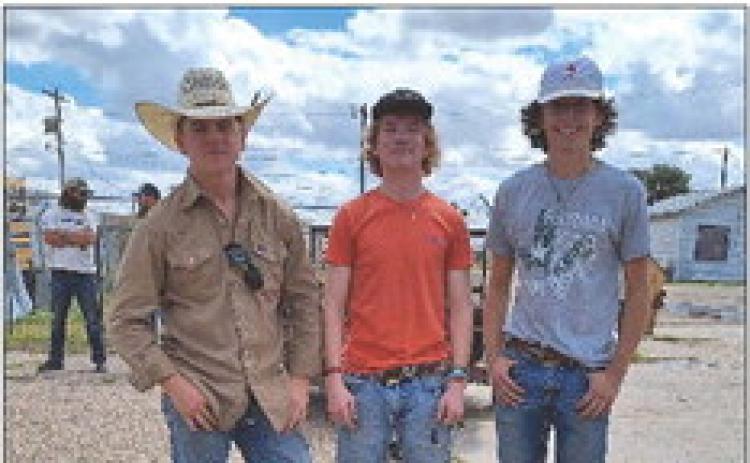 Receiving 5th place at the first annual Cotton Field Classic Build-Off was, from left, Jaxson Smith, Kason Hughes, Kyler Gillespie. | FLOYDADA FFA PHOTOS