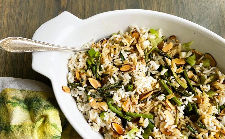 Spring rice is nice with fresh greens