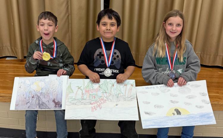 THIRD GRADE POSTERWINNERS in the Floyd County Soil &amp; Water Contest were Casey Cavazos, 1st place; Gage Huizar, 2nd place; and Colbie Sinkhorn, 3rd place. | COURTESY