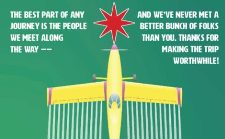 THE FLOYD COUNTY HESPERIAN-BEACON’S 2021 CHRISTMAS AD for Probasco Flying Service was part of the statewide 4th place award-winning entry in small weekly newspapers at last week’s Texas Press Association convention. | HESPERIAN-BEACON